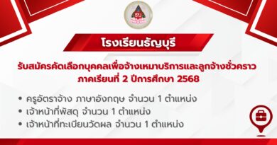 ประกาศรับสมัครคัดเลือกบุคคลเพื่อเป็นลูกจ้างชั่วคราว ภาคเรียนที่ 2 ปีการศึกษา 2568 ประกาศรับสมัครคัดเลือกบุคคลเพื่อเป็นลูกจ้างชั่วคราว ภาคเรียนที่ 2 ปีการศึกษา 2568
