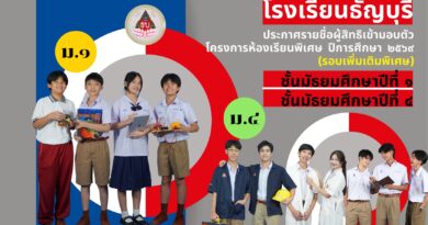 ประกาศผลการรายงานตัวนักเรียนชั้นมัธยมศึกษาปีที่ 1 และ 4 โครงการห้องเรียนพิเศษ ปีการศึกษา 2569 (รอบเพิ่มเติมพิเศษ)