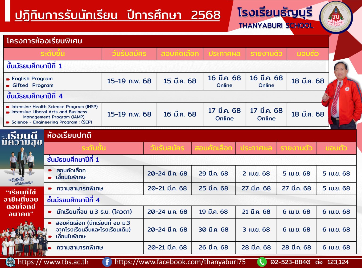 โรงเรียนธัญบุรี รับสมัครเรียน ปีการศึกษา 2568